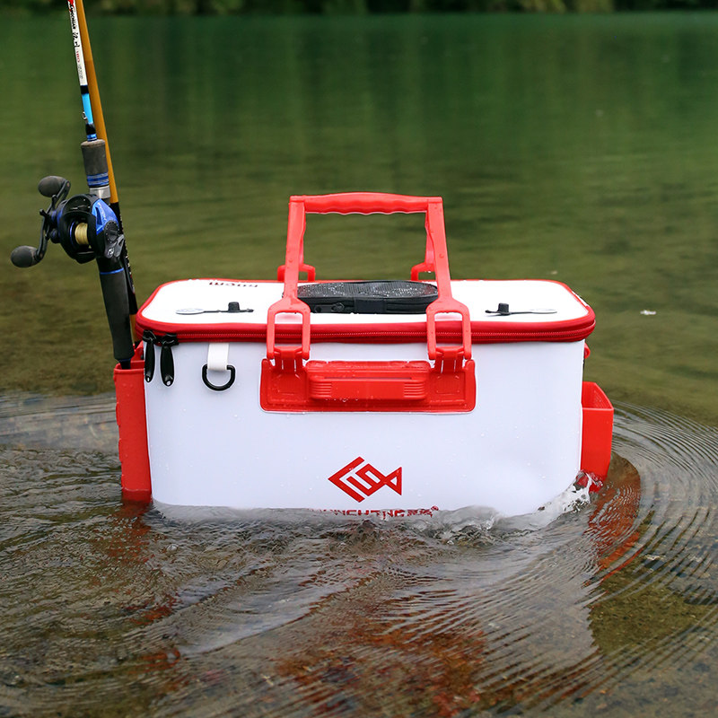 硬壳溪流路亚矶钓窝料箱一体成型不可折叠活鱼桶海钓饵料箱钓鱼桶
