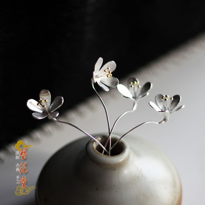 【簪花堂】凑包邮小物925银小梅花装饰用花汉服配饰实用小花簪