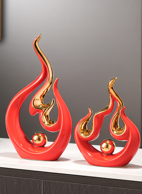 蒸蒸日上红红火火摆件新年红色火焰陶瓷客厅装饰乔迁之喜入宅用品
