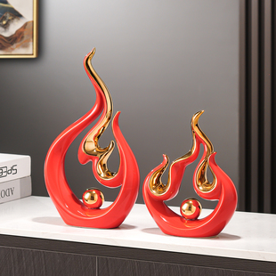 蒸蒸日上红红火火摆件新年红色火焰陶瓷客厅装饰乔迁之喜入宅用品