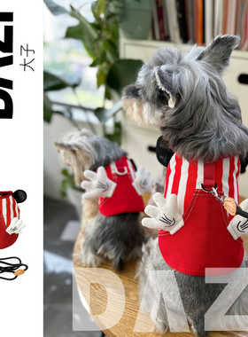 DAZI大子原创宠物猫狗米小鼠红色外出马甲牵引约克夏 雪纳瑞 德文