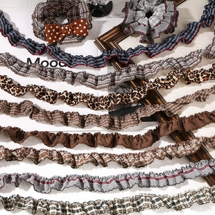 花边皱褶格子织带礼帽服饰装 饰发饰DIY蝴蝶结豹纹圆点芽边丝带