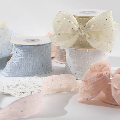 带钻皱纹纱褶皱头饰抓夹diy蝴蝶结配件礼品鞋花帽花服饰辅料丝带