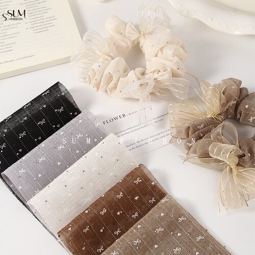 烫钻蝴蝶结欧根纱布料服饰辅料手工DIY饰品面料大肠发圈雪纱材料