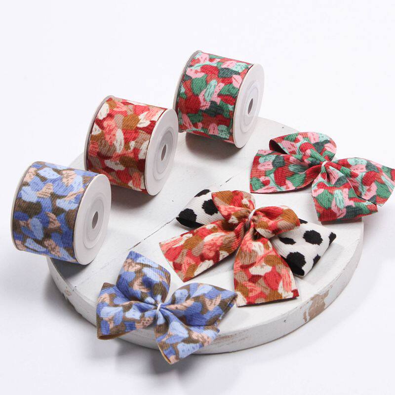 单面花卉英文波点斜纹印刷织带diy蝴蝶结发饰发夹礼帽配料10码