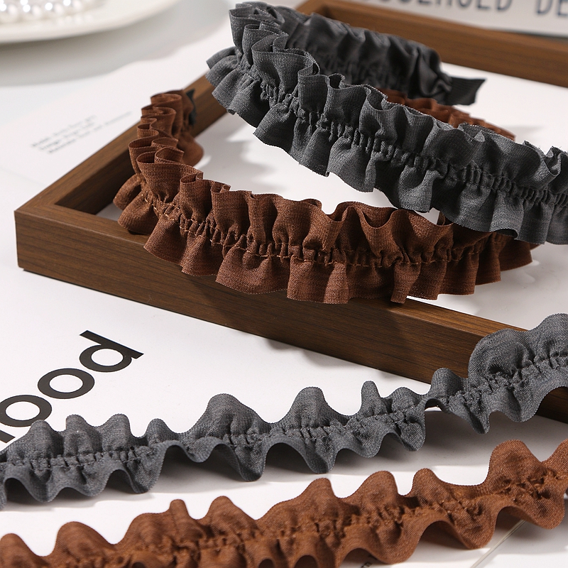 棉麻暗纹皱褶裙边丝带娃衣服饰荷叶边DIY发饰蝴蝶结花边辅料织带