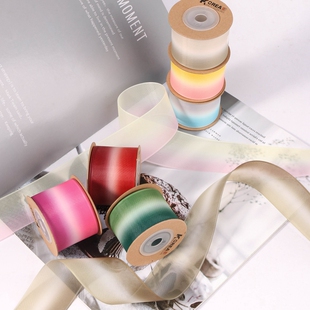 斜纹带双色渐变雪纱丝带diy蝴蝶结鞋帽服装辅料礼盒鲜花丝带