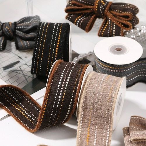 绒毛压边跳线跳点布带发箍发饰DIY蝴蝶结辅料麻织带鞋帽装饰绑带