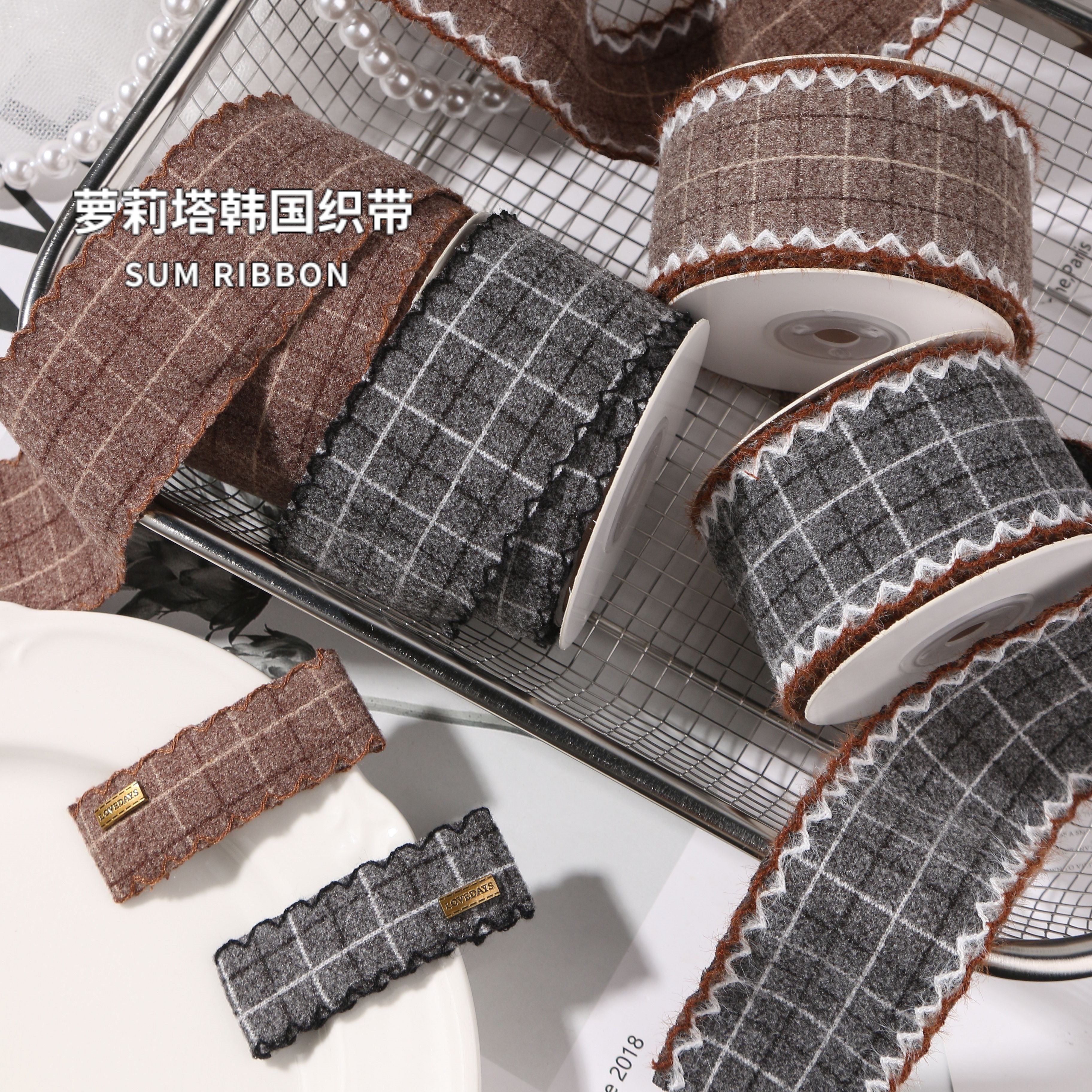 学院风波浪花边单面磨毛格子织带DIY大肠发圈蝴蝶结发饰格子丝带,纺织面料/辅料/配套,织带/丝带/缎带,淘宝优惠券,粉丝福利购,淘宝优惠卷