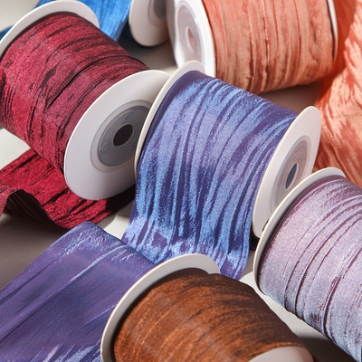 幻彩变色皱皱带发饰皱纹欧根纱带