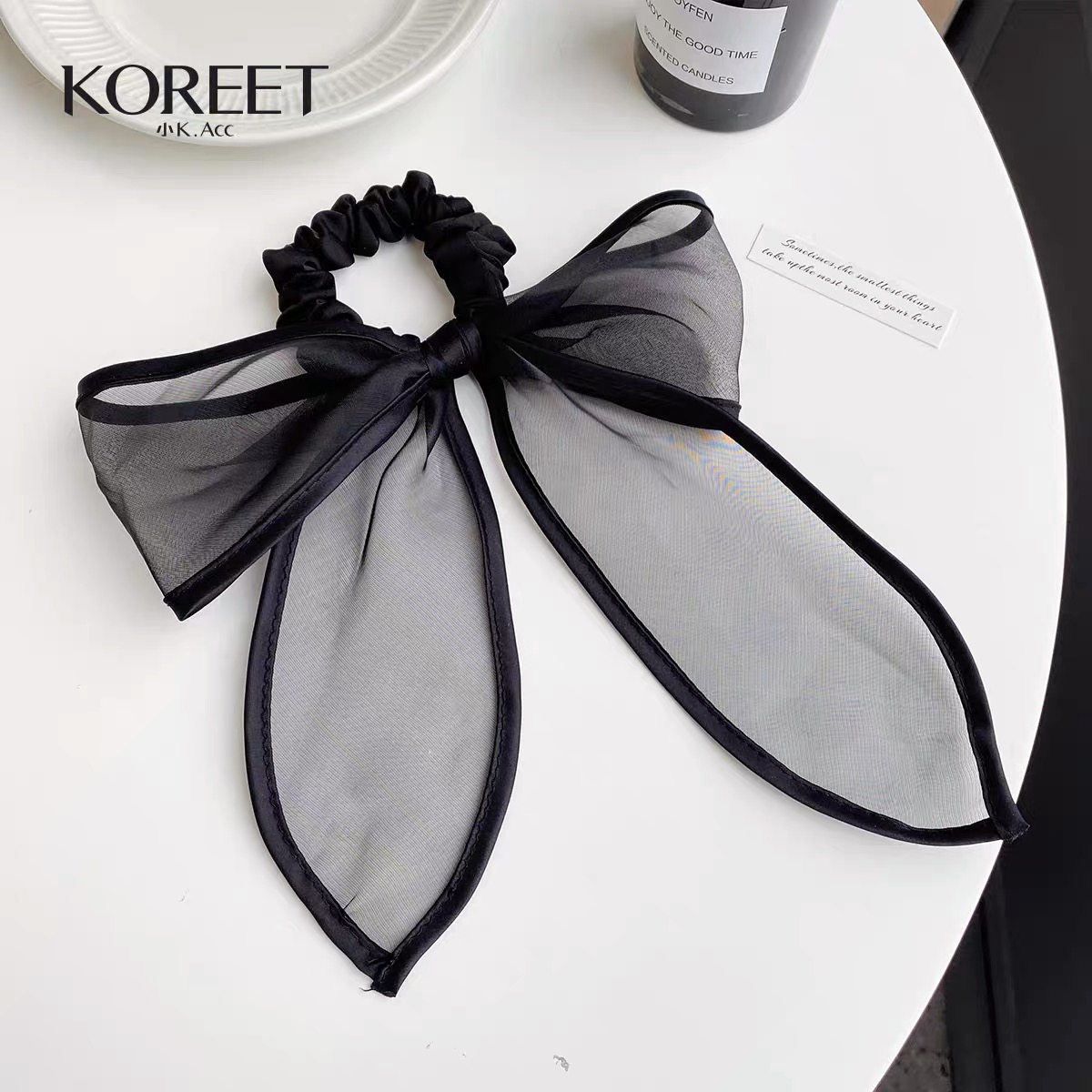 韩版轻奢包边织带丝巾 DIY大蝴蝶结头绳领花草帽装饰欧根纱长飘带