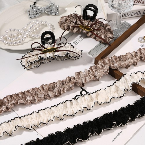 珊瑚绒皱褶波浪裙边织带发箍发饰DIY蝴蝶结辅料鞋包装饰芽边带