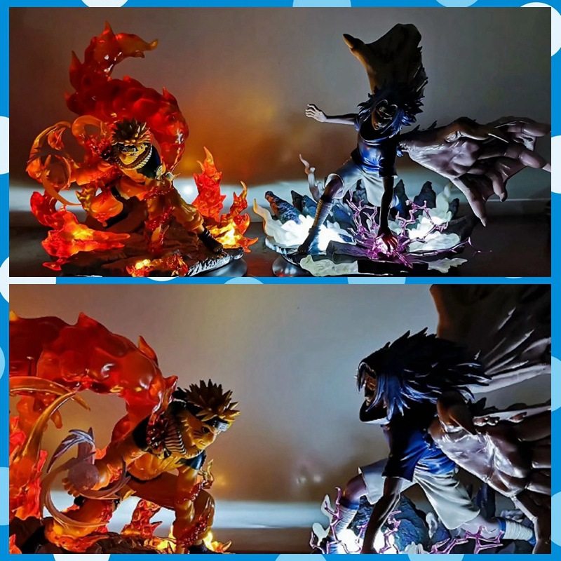 终结之谷鸣人vs佐助手办二次元动漫火影忍者模型九尾化限量版发光