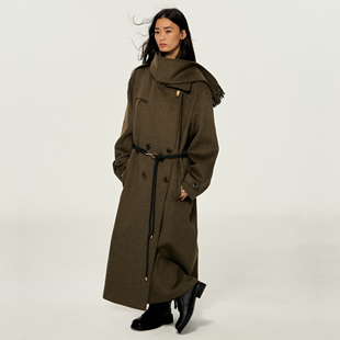 【XSPACE】Dpercent｜焦茶色松弛感长款秋冬羊毛大衣外套男女款