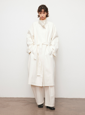 【XSPACE】Dpercent丨莱赛尔棉混纺宽松防风收腰长款风衣外套