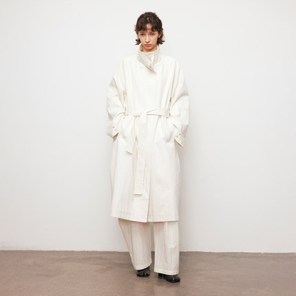 【XSPACE】Dpercent丨莱赛尔棉混纺宽松防风收腰长款风衣外套