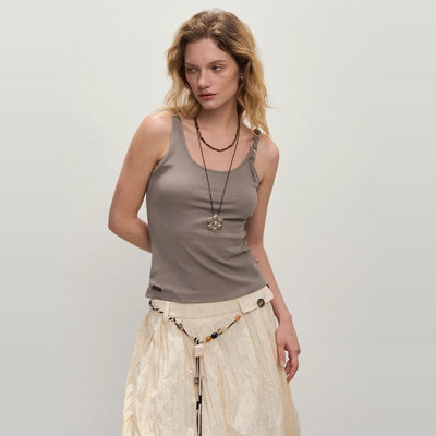 【XSPACE】Dpercent丨自然肌理灰调混纺遮副乳高弹收腰背心吊带