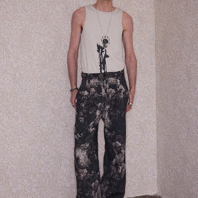 【XSPACE】MELANCHOLY 丨花卉阔腿西裤休闲裤提花印花立体裁剪