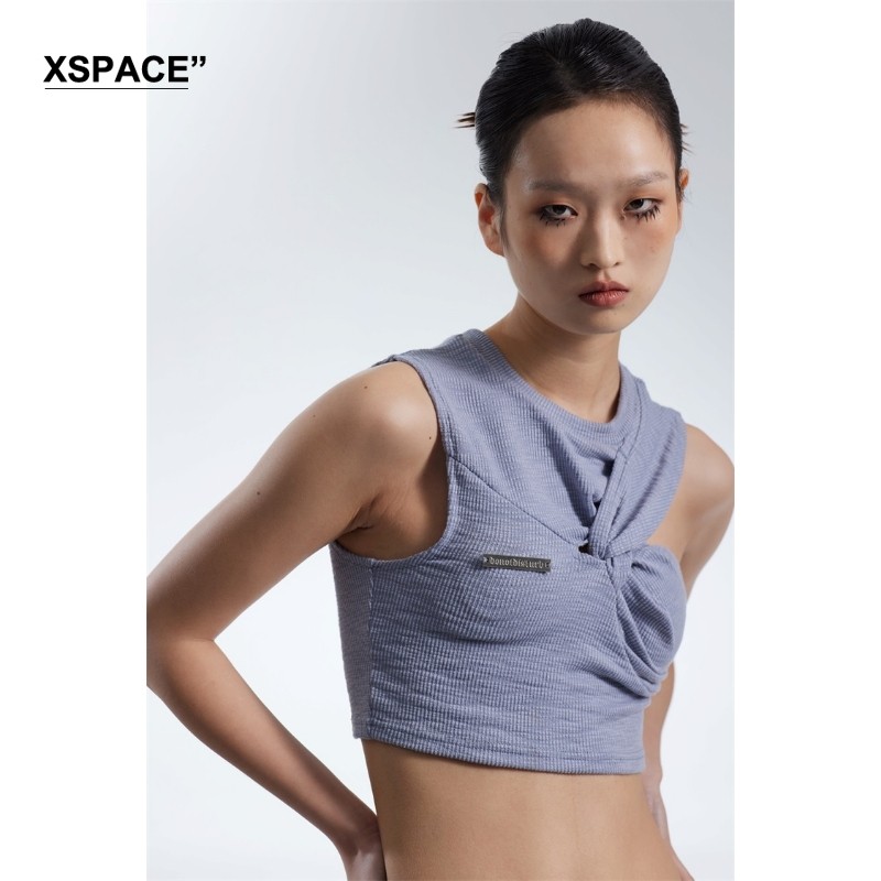 【XSPACE】DONOTDISTURB解构扭结纹理背心小众感针织显瘦修身上衣