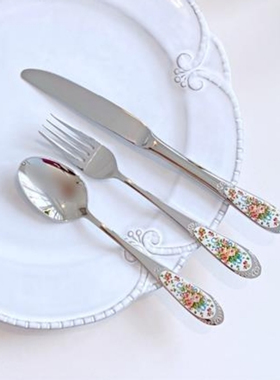 韩国进口SMF英玫瑰花束18-10不锈钢西餐餐具实心勺叉咖啡勺水果叉