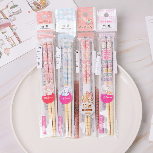 日本三丽鸥玉桂狗美乐蒂竹木筷子