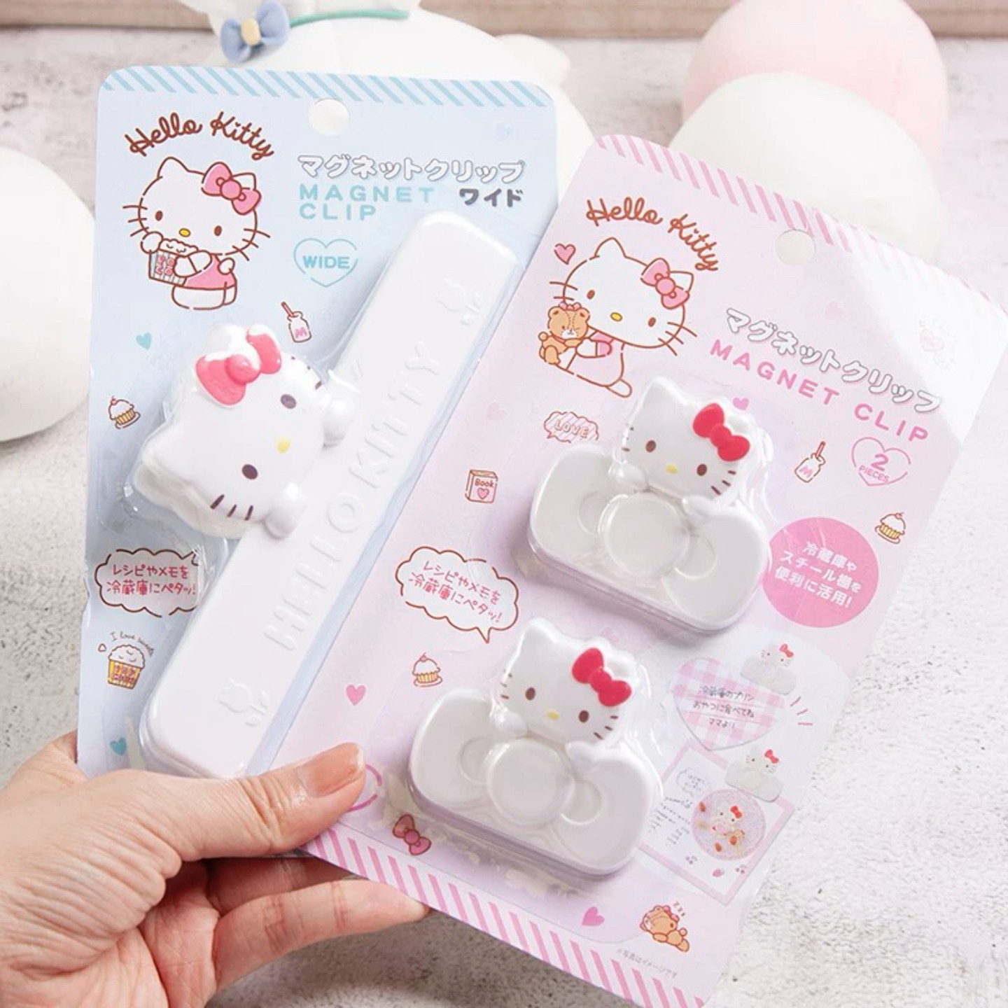 日本 hellokitty蝴蝶结夹子防潮食物保鲜封口夹食品夹冰箱磁铁