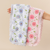 阿里郎太阳花粉蕾丝珊瑚绒毛巾柔软吸水不掉毛家用成人洗脸巾面巾