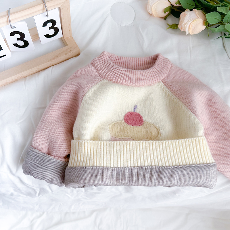 女童加绒加厚套头毛衣女宝宝
