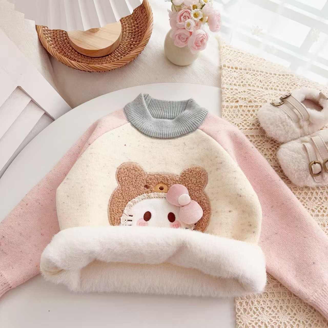 女童甜美一体绒套头毛衣女宝宝秋冬加绒加厚保暖针织内搭毛线衣潮,童装/婴儿装/亲子装,毛衣/针织衫,淘宝优惠券,粉丝福利购,淘宝优惠卷