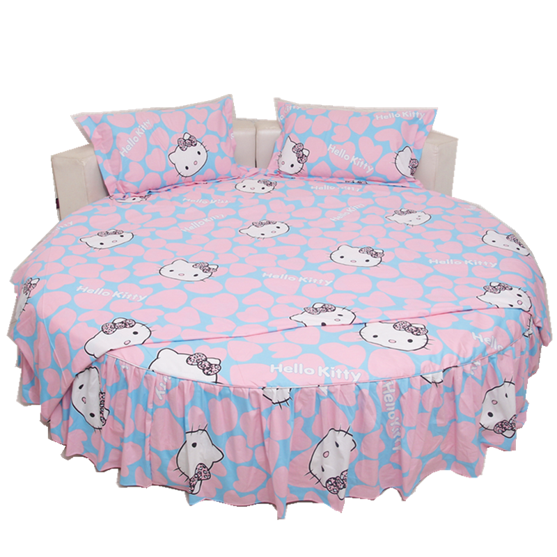 新款卡通圆床品哈罗kt床裙四件套纯棉床单被套 枕套尺寸定制