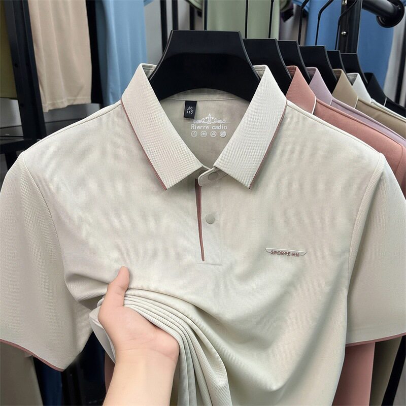 夏季男士冰丝无痕短袖POLO衫
