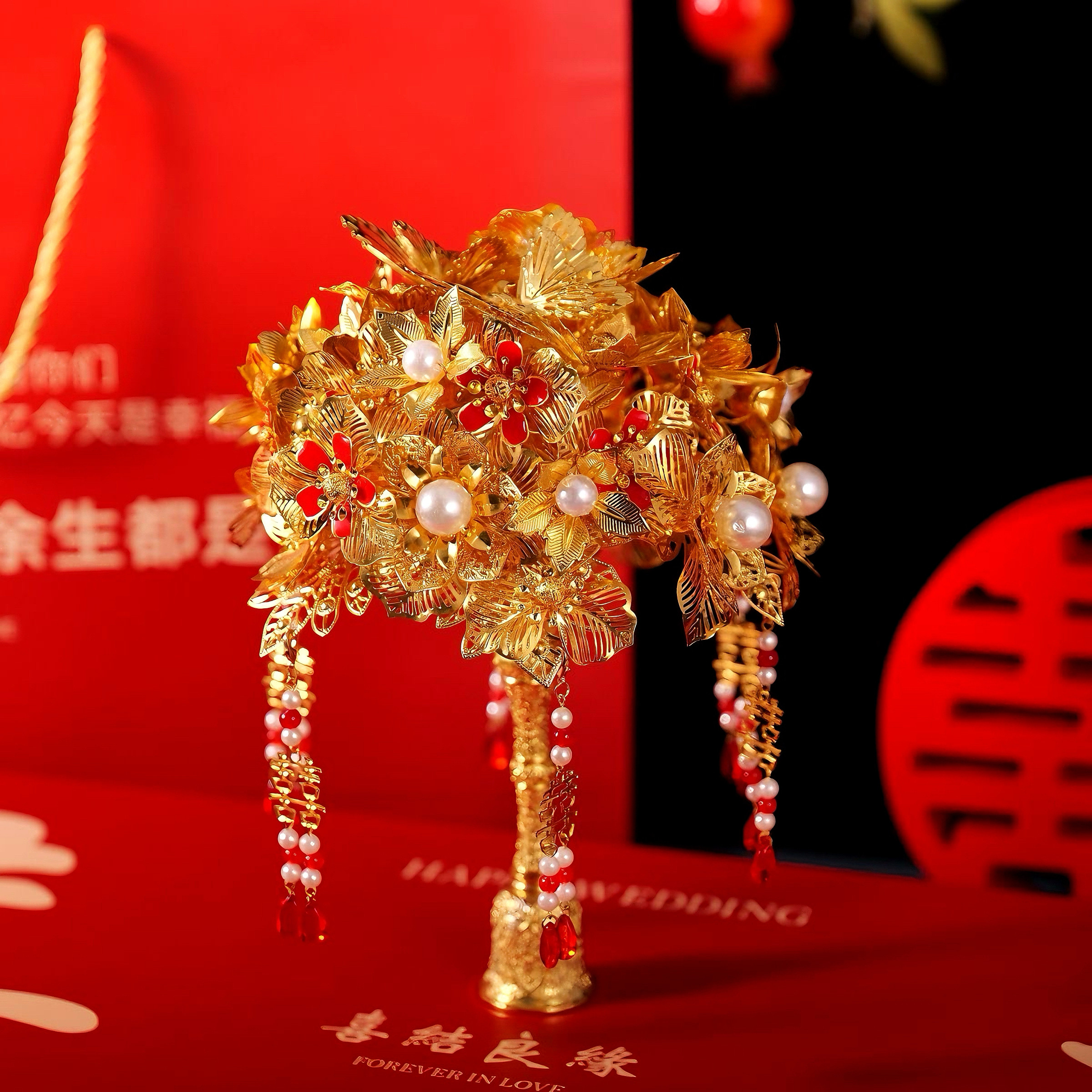 金色手捧花DIY材料包成品新娘婚礼订婚结婚礼物送新人闺蜜好朋友