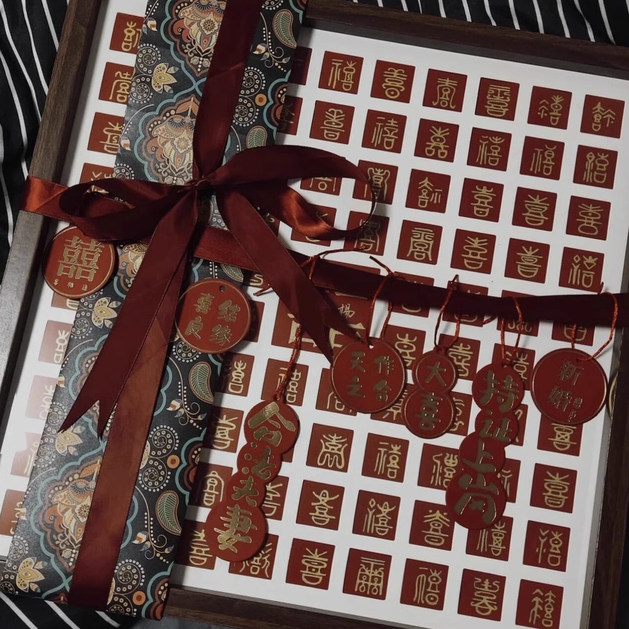 新婚礼物送新人结婚订婚新娘礼品闺蜜百喜图手工diy临摹手写百福