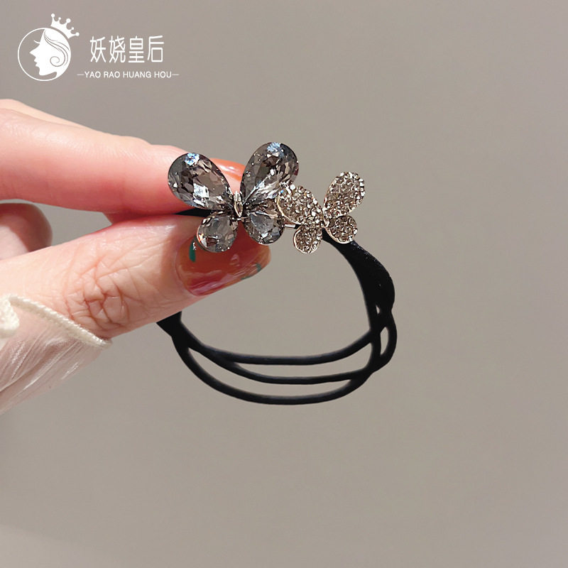 超仙女蝴蝶发绳森系仿水晶耐用头绳精致扎头发女橡皮筋发圈头饰