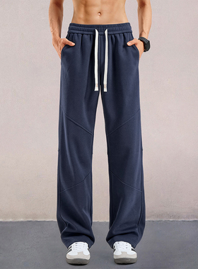 运动裤男秋冬季篮球长裤男士宽松百搭休闲裤潮流加绒直筒美式卫裤