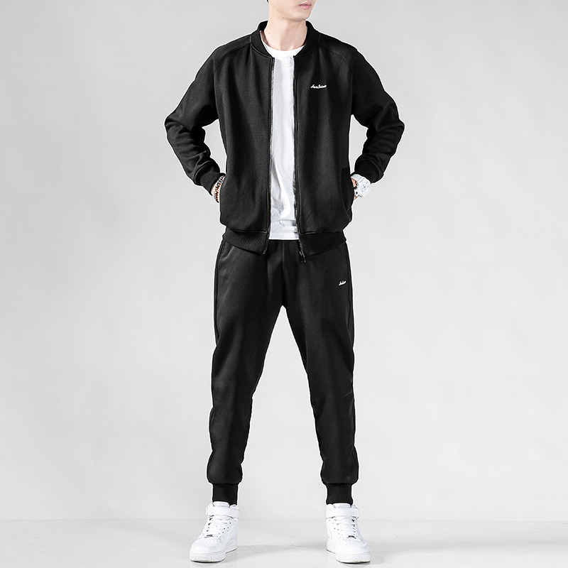 运动套装男春秋季新款男装一套搭配帅气韩版潮流休闲棒球领运动服
