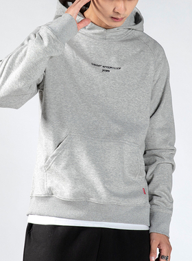 灰色卫衣男士连帽套头衫上衣秋季韩版潮流简约休闲运动衣服