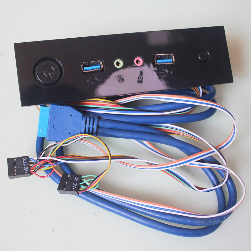 优卖机箱前置面板HD音频双USB3.0光驱位带开关重启键卡扣式安装