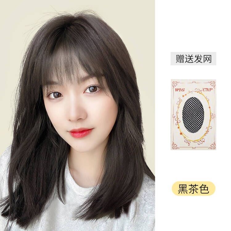 锁骨发假发女中长k发款2021年时尚新款仿真发全真人发全头套式自