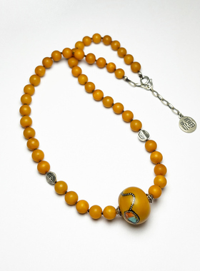 【矿姐来了】尼泊尔老蜡圆珠项链H0805005-XLBZ