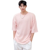 2021夏季小众薄款宽松华夫格五分袖T恤D718P40，男装T恤，星座312B-1