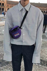20秋季百搭款男衬衫细条纹大口袋长袖衬衫休闲大版男衬衫D603P50图片