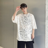 2023夏季新款暗黑时尚小众破洞设计短袖T恤D841P50，男装T恤，星座312B-1