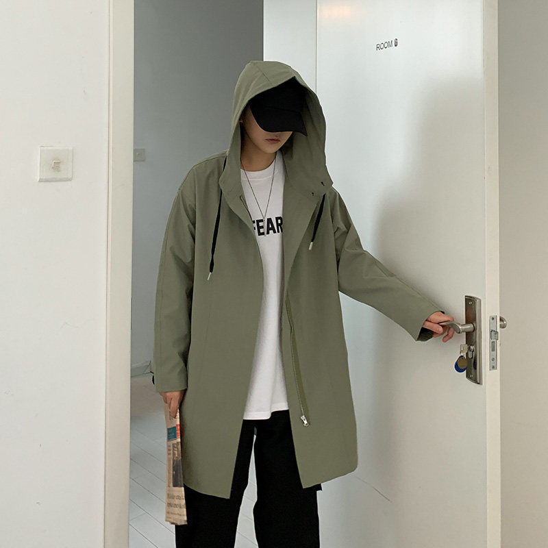 2021中长款风衣男士春秋季新款连帽休闲外套韩版宽松D632P65,男装风衣,星座312B-1