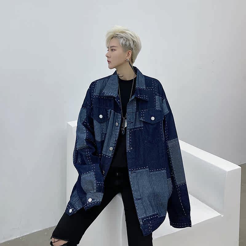 2021秋季暗黑小众提花牛仔外套D760图片