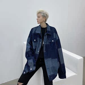 2021秋季暗黑小众提花牛仔外套D760图片