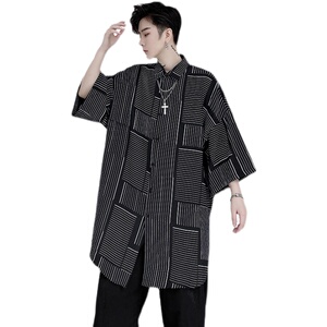 2021夏季新款暗黑中长款花色衬衣D611P65图片