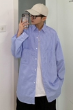 2021春款潮牌基础休闲宽松条纹短袖男衬衫D603P45，男装衬衫，星座312B-1