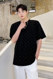 2022夏季新款烫钻小众高品质短袖T恤男打底D720P50，男装T恤，星座312B-1