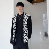 2021秋季小众黑白配色开衫毛衣男士宽松马甲D754P60，男装背心/马甲，星座312B-1